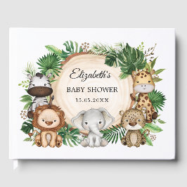 Trendy Greenery Oerwoud Safari Animals Baby shower Gastenboek