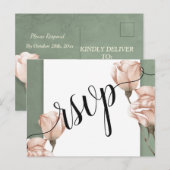 trendy greenery RSVP Invitation Briefkaart (Voorkant / Achterkant)