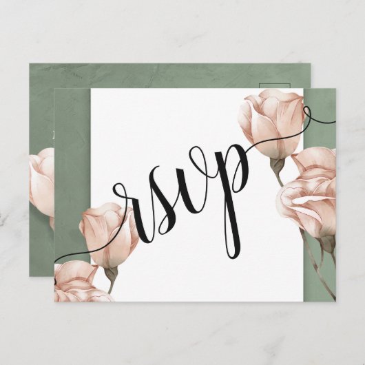 trendy greenery RSVP Invitation Briefkaart (Voorkant / Achterkant)