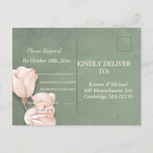 trendy greenery RSVP Invitation Briefkaart (Achterkant)