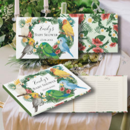 Trendy Greenery Tropical Parrots Baby shower Gastenboek