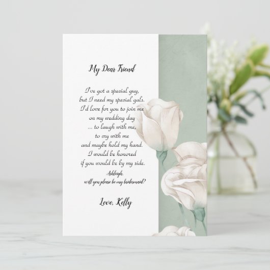 trendy    greeneryy zal mijn bruidsmeisje zijn kaart (Staand voorkant)