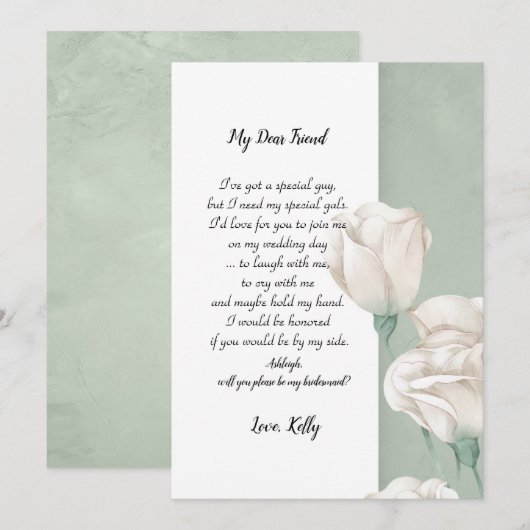 trendy    greeneryy zal mijn bruidsmeisje zijn kaart (Voorkant / Achterkant)