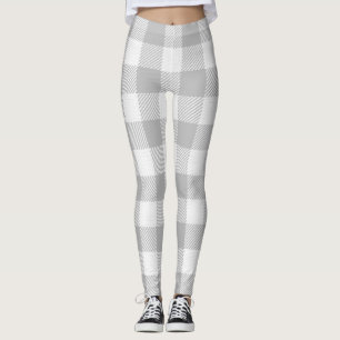 Trendy Grey and White Buffalo Check/Plaid Leggings
