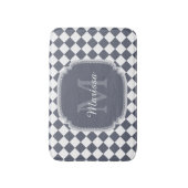 Trendy Grey and White Gecontroleerde Monogramnaam Badmat (Voorkant Verticaal)