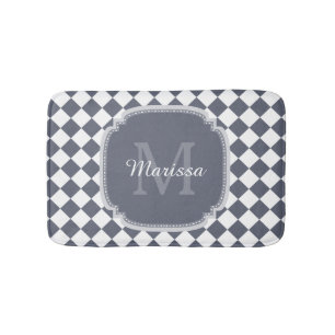 Trendy Grey and White Gecontroleerde Monogramnaam Badmat