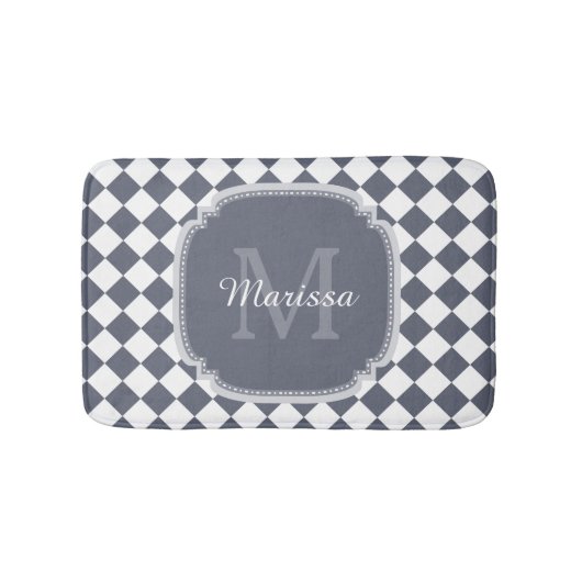 Trendy Grey and White Gecontroleerde Monogramnaam Badmat (Voorkant)