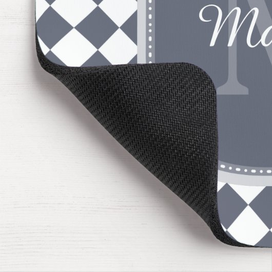 Trendy Grey and White Gecontroleerde Monogramnaam Muismat (Hoek)