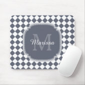 Trendy Grey and White Gecontroleerde Monogramnaam Muismat (Met muis)