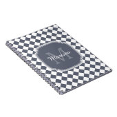 Trendy Grey and White Gecontroleerde Monogramnaam Notitieboek (Rechterzijde)