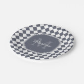 Trendy Grey and White Gecontroleerde Monogramnaam Papieren Bordje (Gekanteld)