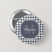 Trendy Grey and White Gecontroleerde Monogramnaam Ronde Button 5,7 Cm (Voorkant /achterkant)