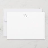 Trendy Grey and White Monogrammed Flat Note Kaart (Voorkant)