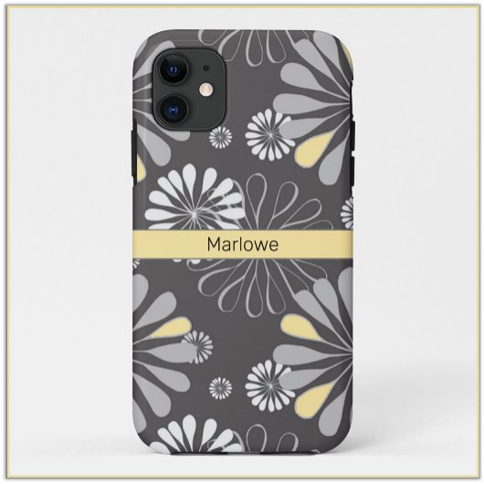 Trendy Grey and Yellow Floral Case-Mate iPhone Case