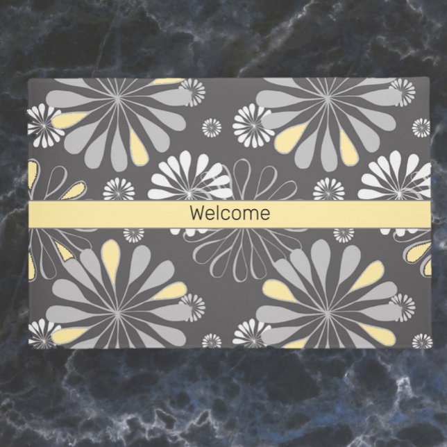 Trendy Grey and Yellow Floral Deurmat (Creator heeft geüpload)