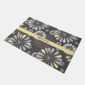 Trendy Grey and Yellow Floral Deurmat (Schuin)