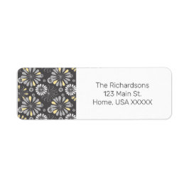 Trendy Grey and Yellow Floral Etiket
