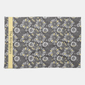 Trendy Grey and Yellow Floral Kitchen Towel Theedoek (Horizontaal)