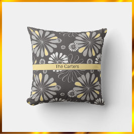 Trendy Grey and Yellow Floral Kussen