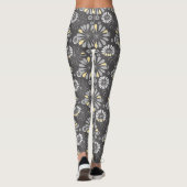 Trendy Grey and Yellow Floral Leggings (Achterkant)