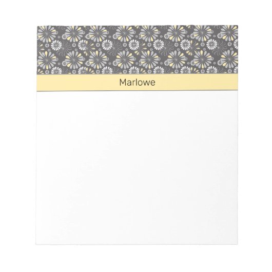 Trendy Grey and Yellow Floral Notitieblok (Voorkant)