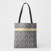 Trendy Grey and Yellow Floral Tote Bag (Voorkant)