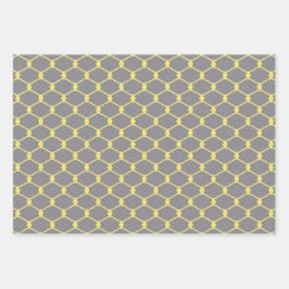 Trendy Grey and Yellow Geometric Pattern Inpakpapier Vel