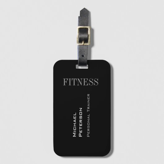 Trendy Grey Black Fitness Sport Naam toevoegen Bagagelabel (Voorkant (verticaal))