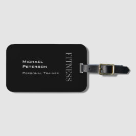 Trendy Grey Black Fitness Sport Naam toevoegen Bagagelabel