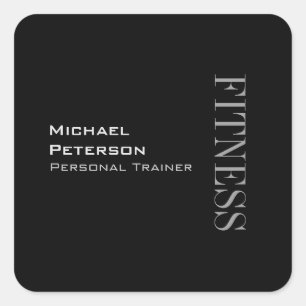 Trendy Grey Black Fitness Sport Naam toevoegen Vierkante Sticker
