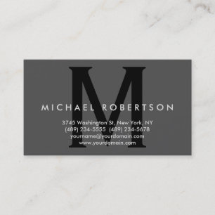 Trendy Grey Black Monogram Minimale Visitekaartje