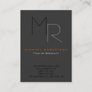 Trendy Grey Black Monogram Plain Visitekaartje