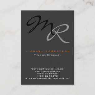Trendy Grey Black Monogram Plain Visitekaartje