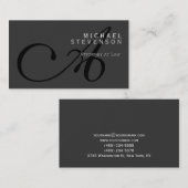 Trendy Grey Black Monogram Standard Visitekaartje (Voorkant / Achterkant)