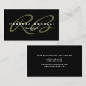 Trendy Grey Black Pattern Monogram Visitekaartje (Voorkant / Achterkant)