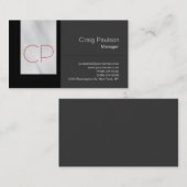 Trendy Grey Black Red Monogram Visitekaartje (Voorkant / Achterkant)
