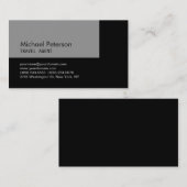 Trendy Grey Black Travel Agent Visitekaartje (Voorkant / Achterkant)