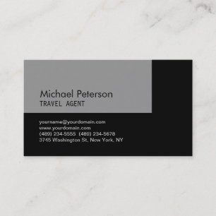 Trendy Grey Black Travel Agent Visitekaartje