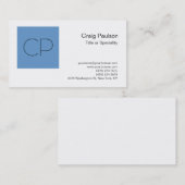 Trendy Grey Blue White Monogram Visitekaartje (Voorkant / Achterkant)
