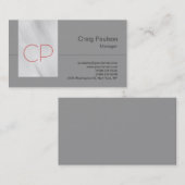 Trendy Grey Contemmodern Monogram Visitekaartje (Voorkant / Achterkant)