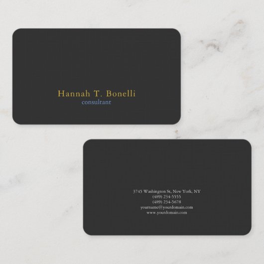 Trendy Grey Gold Blue Plain Creative Modern Visitekaartje (Voorkant / Achterkant)