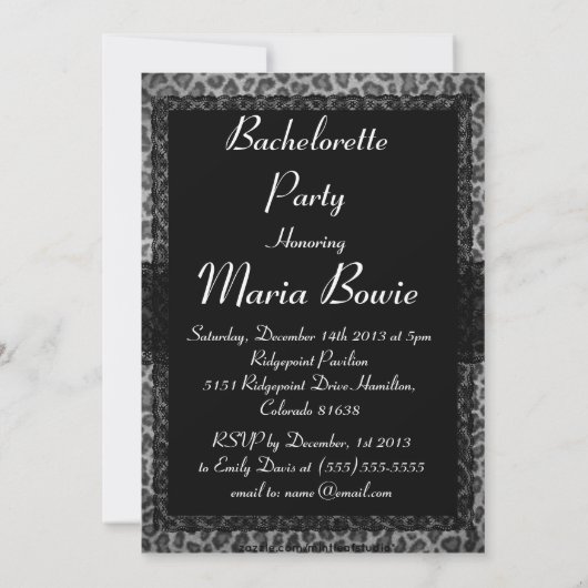 Trendy Grey Leopard Print Bachelorette Party Kaart (Achterkant)