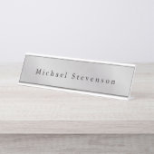 Trendy Grey Modern Design Unieke Persoonlijke Bureau Naambordje (Voorkant)