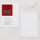 Trendy Grey Red Monogram White Visitekaartje (Voorkant / Achterkant)