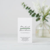 Trendy Grey Script White Green Visitekaartje (Staand voorkant)