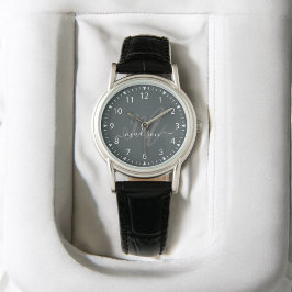 Trendy Grey Stijlvol Monogram Initiaal en Naam Horloge