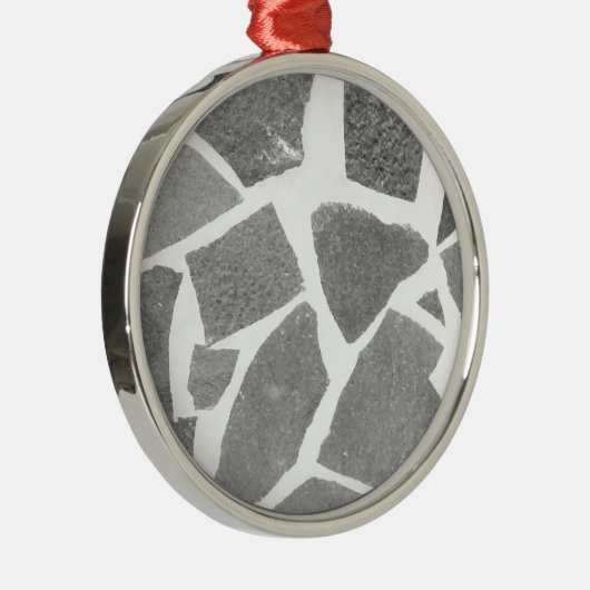 Trendy Grey White Tile Pattern Metalen Ornament (Rechts)