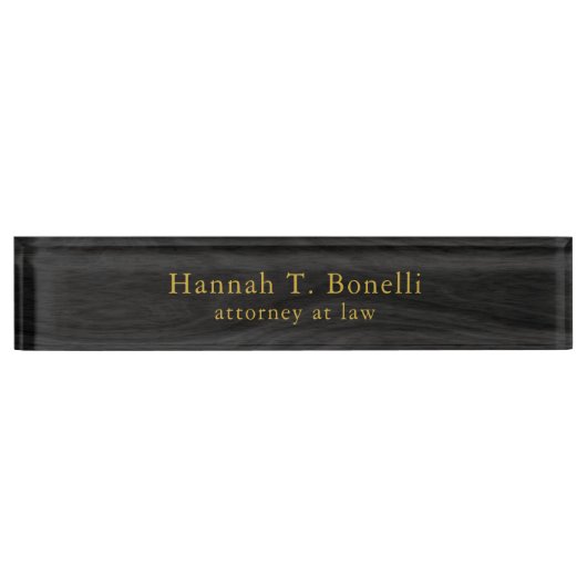 Trendy Grey Wood Gold Design Plain Professional Naambordje (Voorkant)