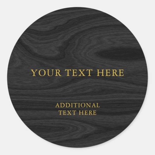 Trendy Grey Wood Gold Design Plain Professional Ronde Sticker (Voorkant)