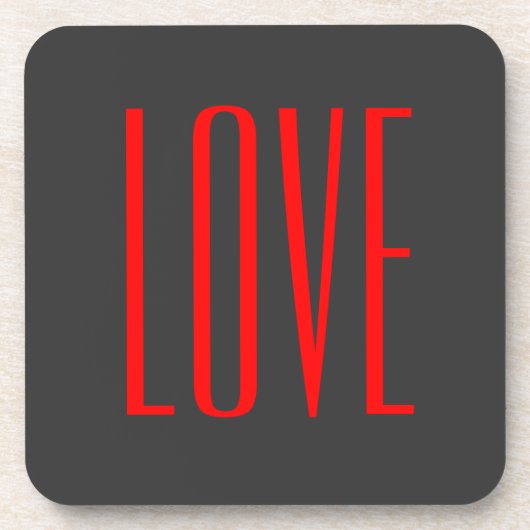 Trendy Grijs Achtergrond Rode Liefde Trouwdag Bier Onderzetter (Voorkant)